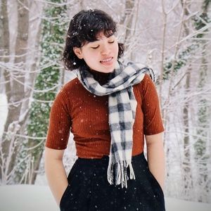 lambswool plaid scarf